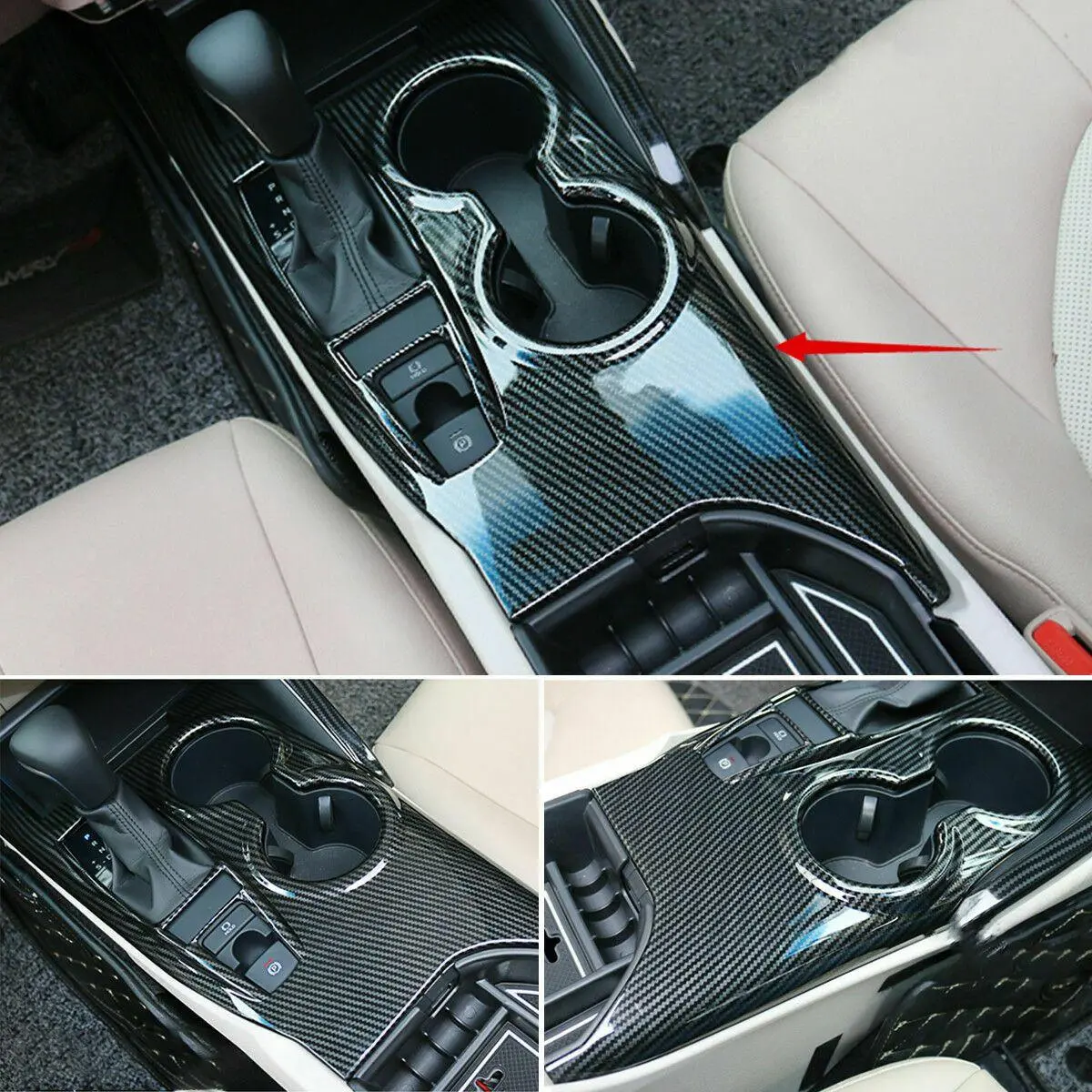 Fits 2018-2023 Toyota Camry Inner Gear Shift Box Panel Cover Trim (Gloss Black) 1