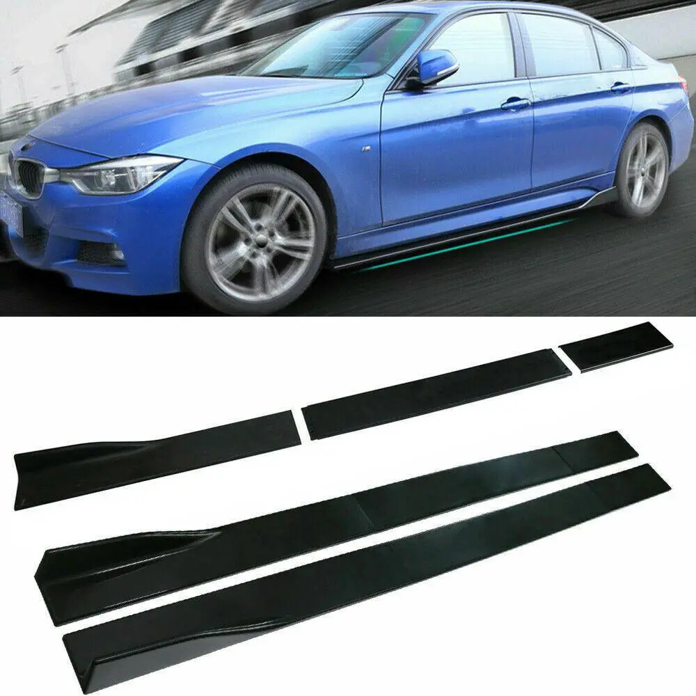 Fit Bmw Side Skirt Extensions Splitters Lip Polypropylene 78.7"/2M (Gloss Black) 1