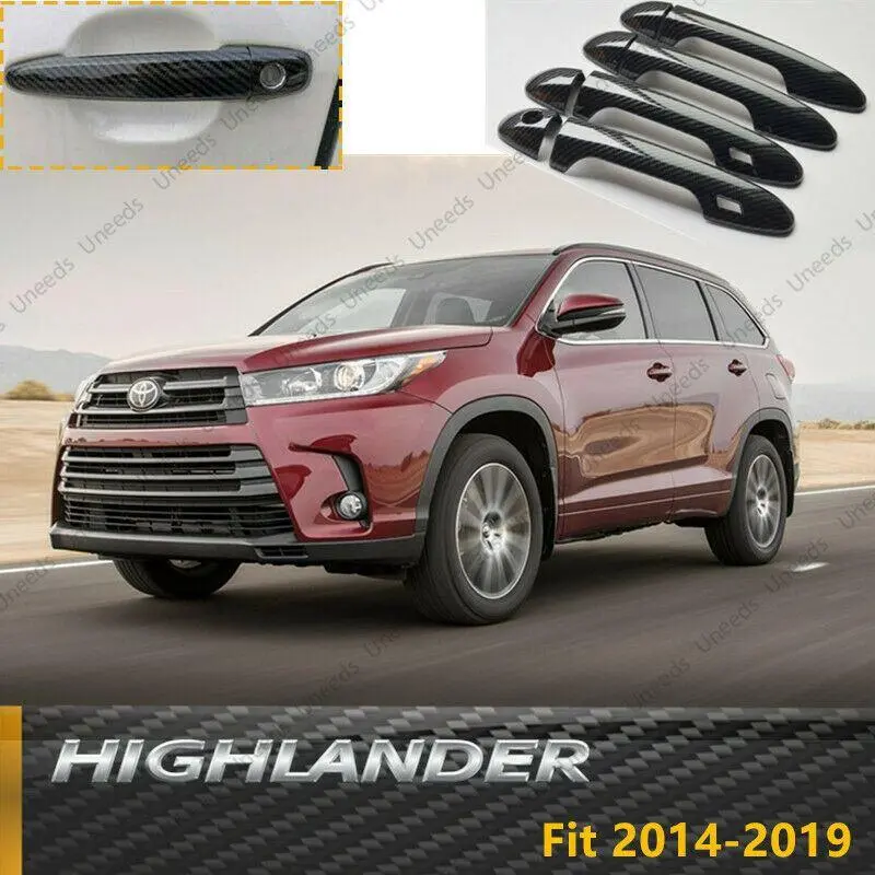 Fit 2014-2019 Toyota Highlander Door Handle Cover (Carbon Fiber Print, Smart Holes) 1