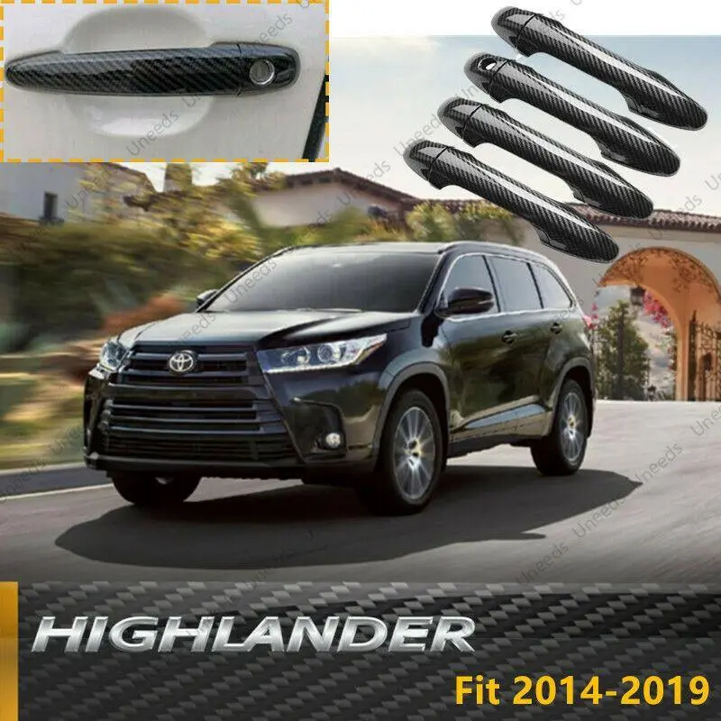 Fit 2014-2019 Toyota Highlander Door Handle Cover (Carbon Fiber Print) 1