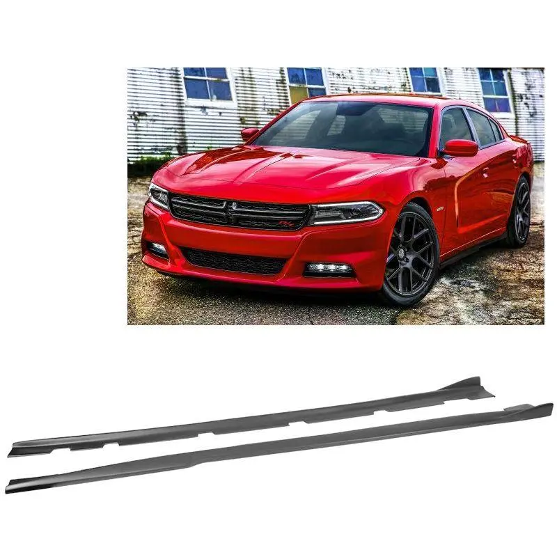 Fit 2011-2025 Dodge Charger Srt Style Side Skirts Extension Kit (Unpainted Matte Black) 1