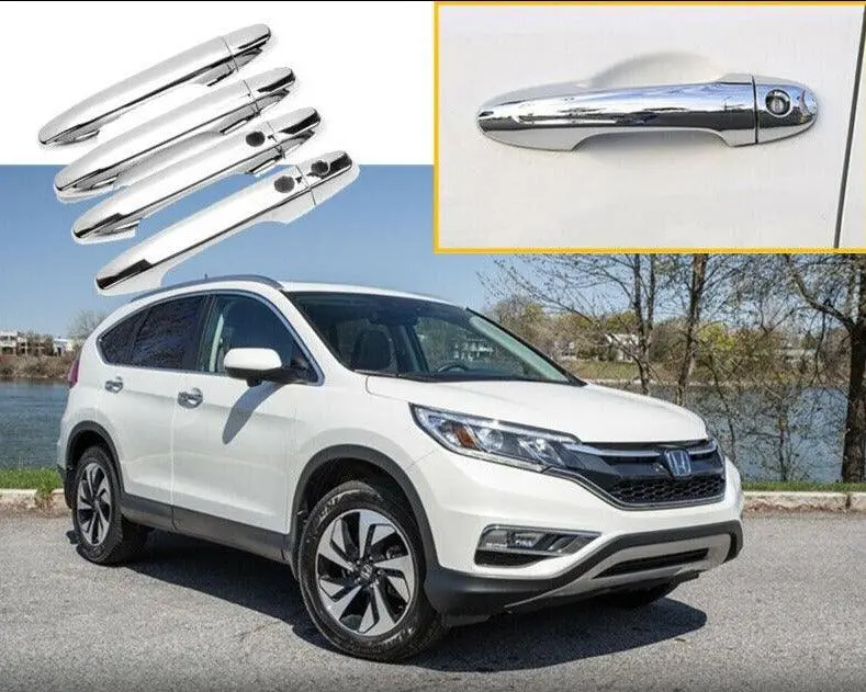 Fit 2012-2016 Honda Crv Cr-V Car Door Handle Cover Trims (Mirror Chrome, Smart Holes) 1
