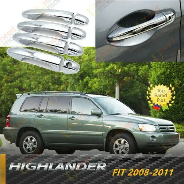 Fit 2008-2011 Toyota Highlander Door Handle Cover Trims Accessories (Mirror Chrome) 1