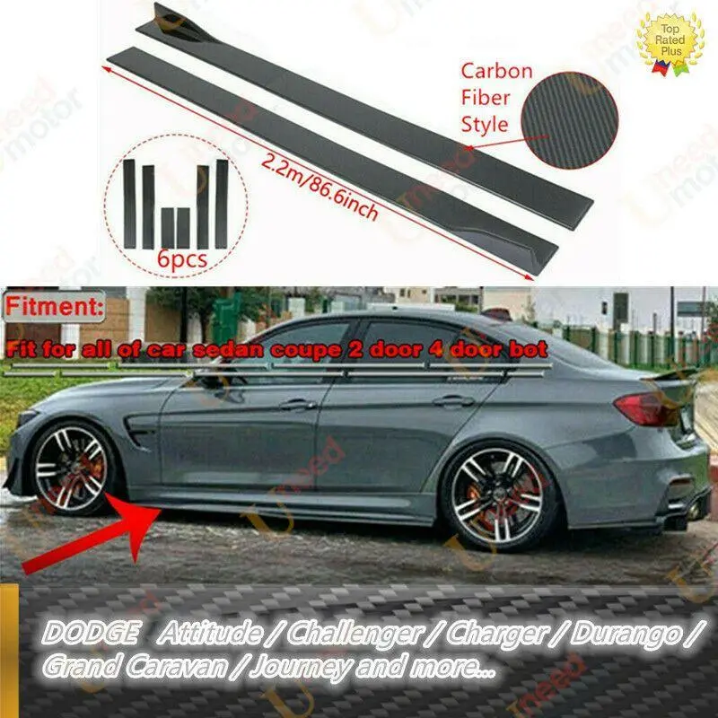 Fit Dodge Universal Rocker Panel Lips Side Body Skirt Extensions 1