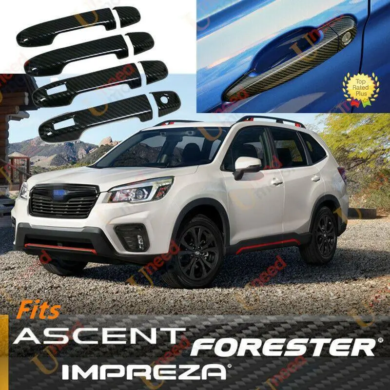 Fit Forester Ascent Impreza Door Handle Cover Trim (Carbon Fiber Print, Smart Holes) 1