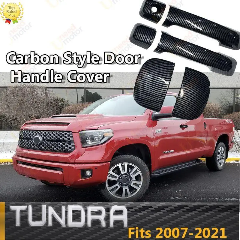 Fit 2007-2021 Toyota Tundra Double Cap Door Handle Covers Trim (Carbon Fiber Print, 2-Door) 1