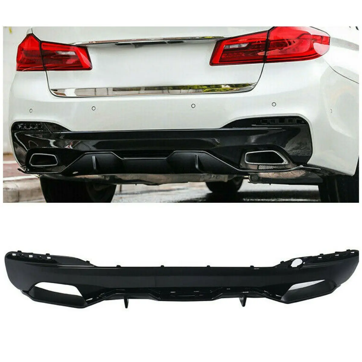 Fits 2017-2022 Bmw G30 540I/550I/M550i M Sport Style Rear Bumper Diffuser Spoiler (Gloss Black) 1