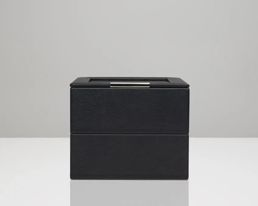 Stackable Set Of 2 - 6 Piece Watch Trays Black 1