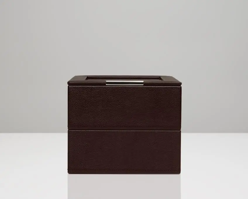 Stackable Set Of 2 - 6 Piece Watch Trays Brown 1