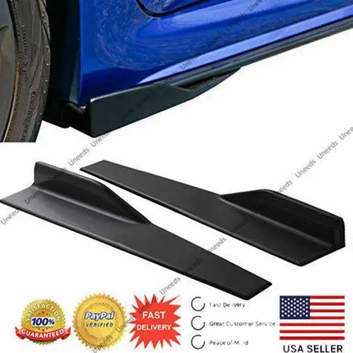 Universal Car Side Skirts 2Pcs Black Bottom Line Body Kit 45Cm/17.7" 1