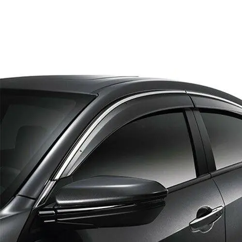 Fit 2008-2012 Honda Accord Clip-On Chrome Trim Vent Window Visors Rain Sun Wind Guards Shade Deflectors 2
