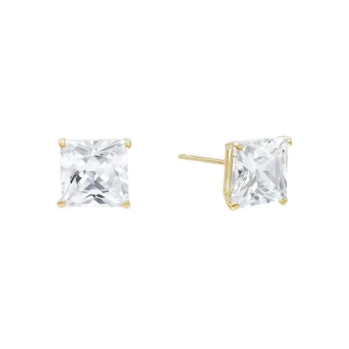 14K 4Mm Princess Cut Cz Earrings 1