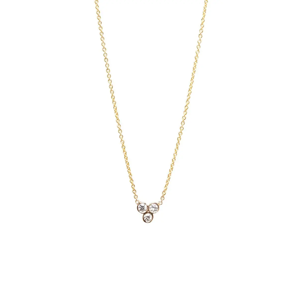 14K Yellow Gold Three Bezel Set Diamond Necklace 1