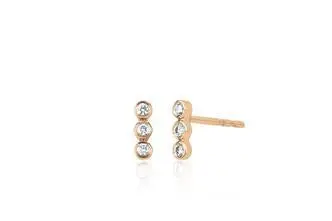 14K Yellow Gold Vertical Triple Bezel Earrings 1