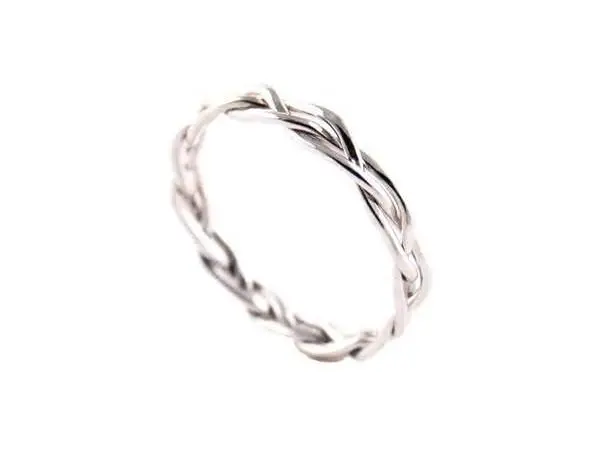 14K White Gold Twisted Stacking Ring 1