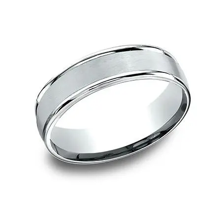 14K White Gold 7Mm Satin Wedding Band With Round Edges Size 10 1