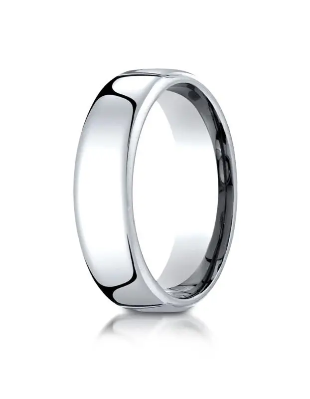 14K White Gold  6.5Mm Euro Comfort Fit Wedding Band Size 8.5 1