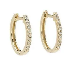 14K Yellow Gold Diamond Huggie Earrings 1