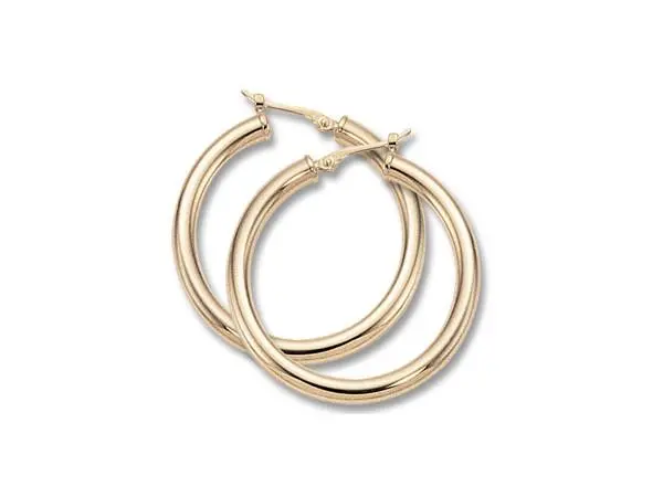 14K Yellow Gold 3Mm X 30Mm Hoops 1