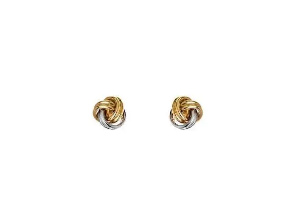 14K Yellow And White Gold Love Knot Earrings 1