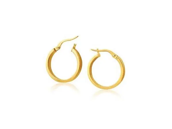 14K Yellow Gold Small Square Tube Hoop Earrings 1