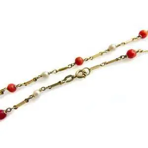 14K Red Enamel Ball Ankle Bracelet 1