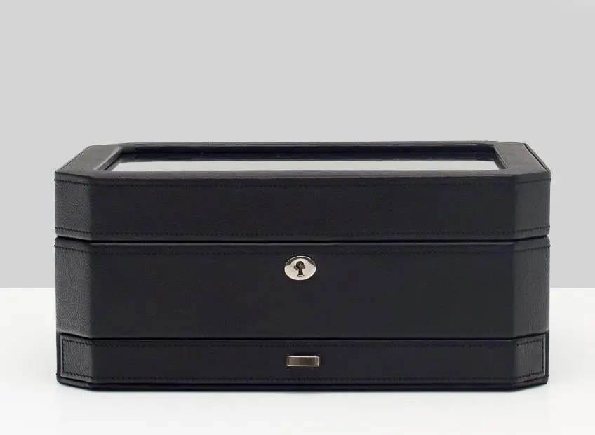 Windsor 10 Piece Watch Box With Drawer Black 1