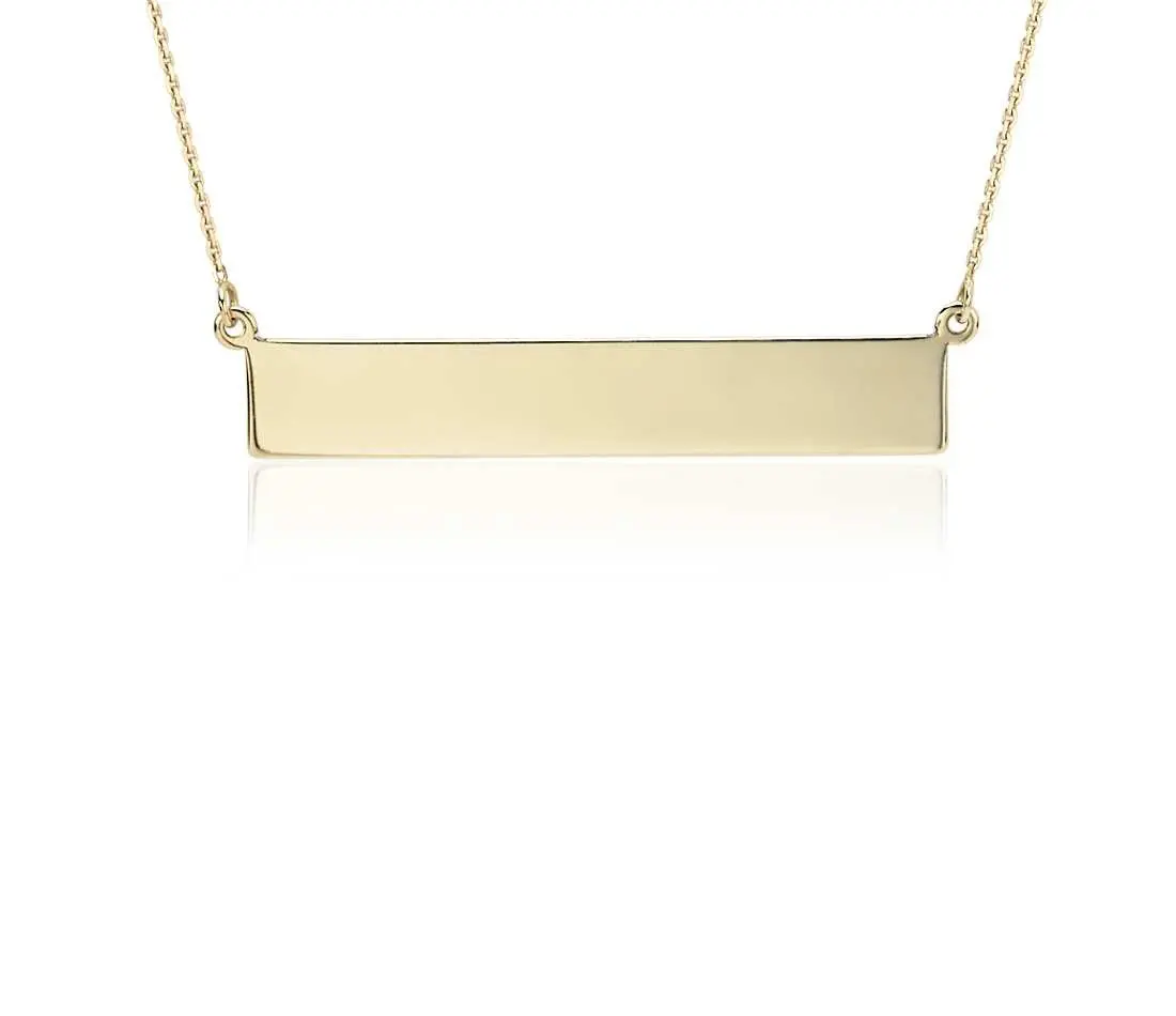 Yellow Sterling Silver Plain Bar Pendant 1