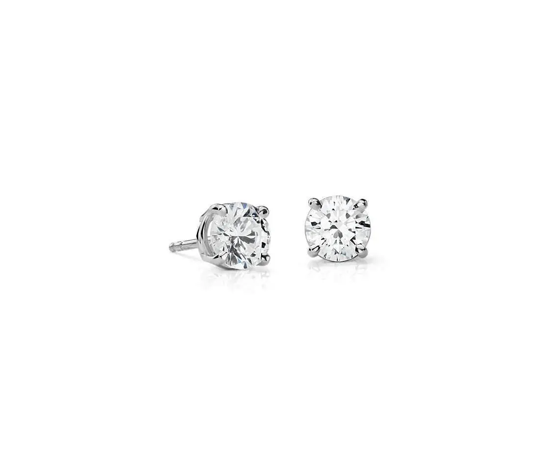 14K White Gold Diamond Stud Earrings 2.04Ct Total Gia Certified H Color Si2 Clarity 1