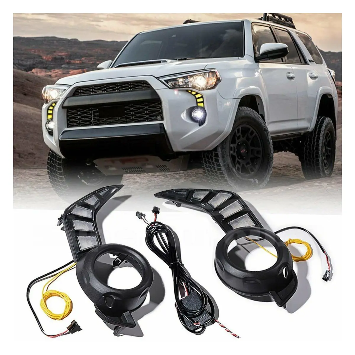 Fit 2014-2026 Toyota 4Runner Drl Turn Signal Led Daytime Running Light Fog Lamps 1