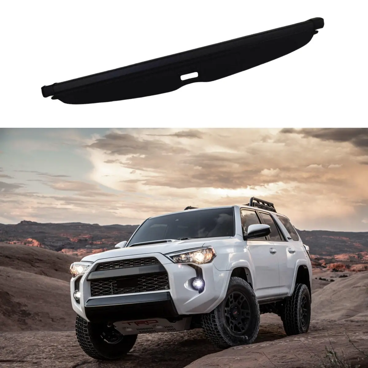 Fits 2010-2021 Toyota 4Runner Luggage Rear Trunk Retractable Tonneau Cargo Cover (Black) 1