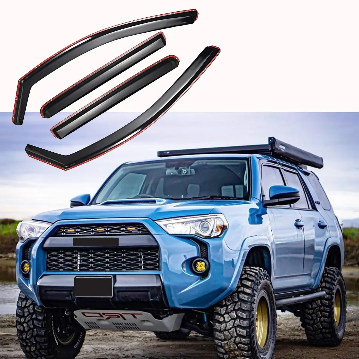 Fit 2019-2024 Toyota 4Runner In-Channel Vent Window Visors Rain Sun Wind Guards Shade Deflectors 1