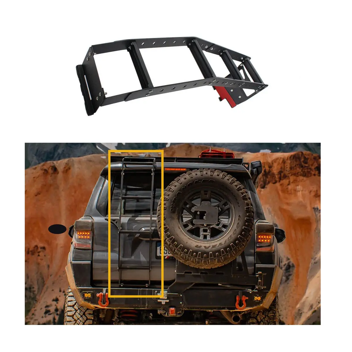 For Toyota 4Runner 2010-2026 Adjustable Aluminum Trd Pro Style Rear Hatch Ladder 1