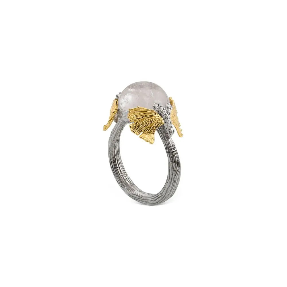 Butterfly Gingko Double Butterfly Dome Ring 1