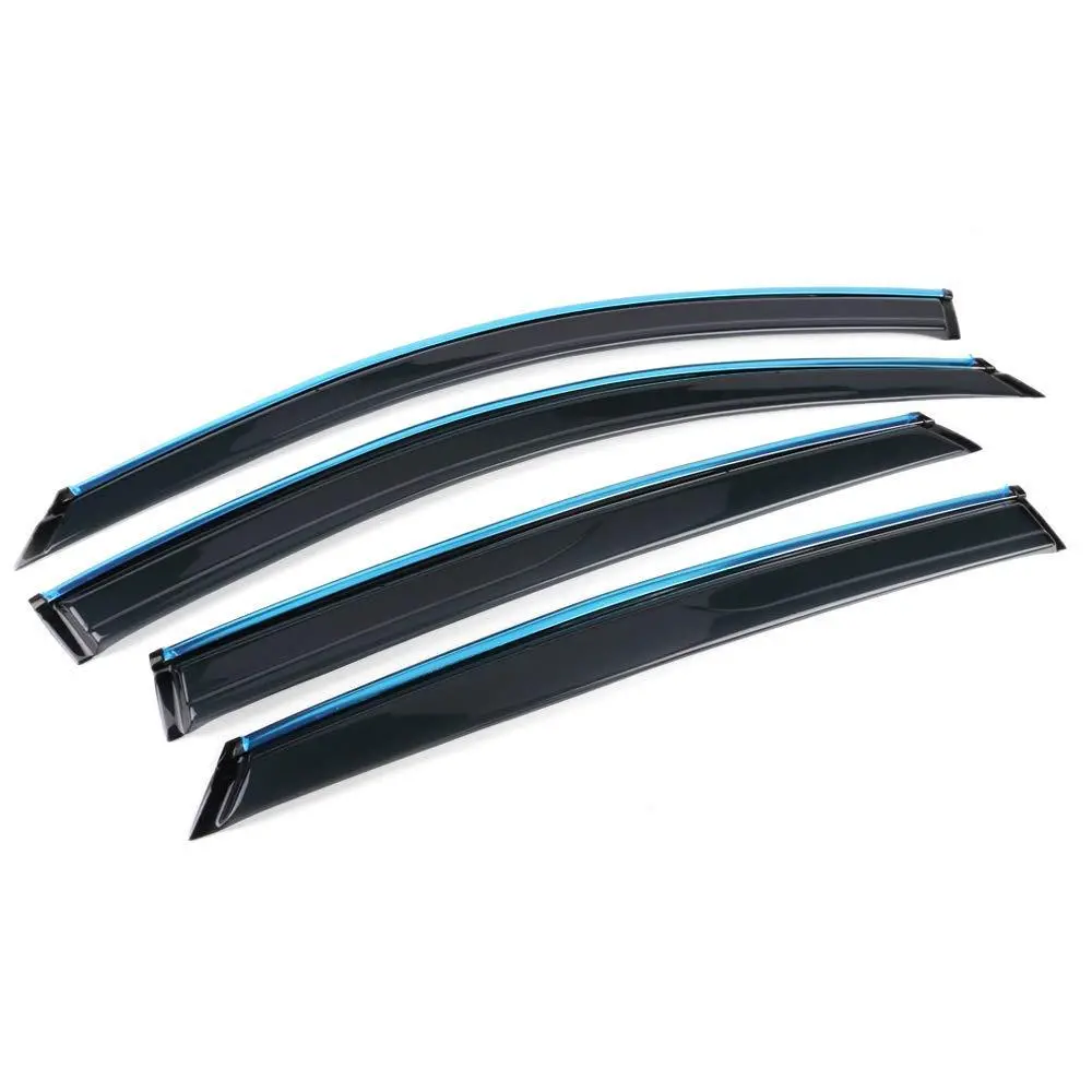 Fit 2013-2017 Subaru Crosstrek Xv Clip-On Chrome Trim Vent Window Visors Rain Sun Wind Guards Shade Deflectors 1