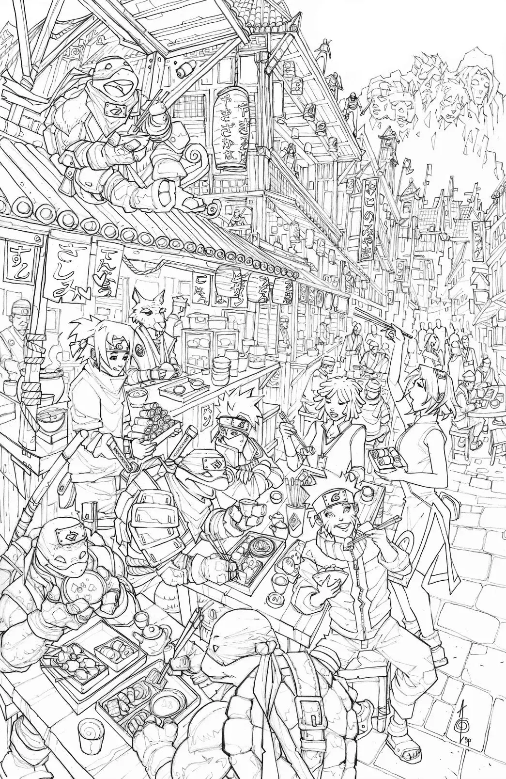 Tmnt X Naruto #1 Virgin Sketch Set Alan Quah Exclusive /600 1