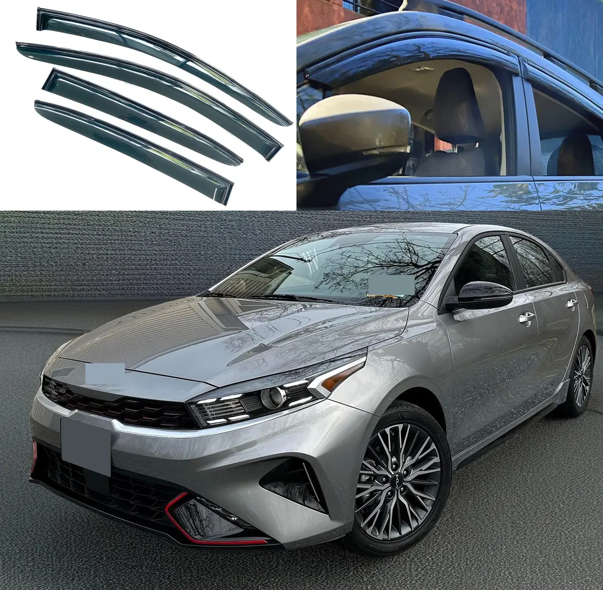 Fits Forte 2019-2024 Carbon Fiber Trim Window Vent Visor Sun Guard Deflector 1