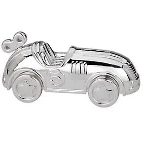 Silver Plate  Race Car Coin Bank 1