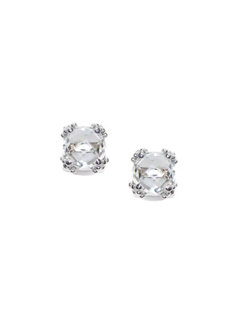 Sterling Silver 8Mm White Topaz Dew Drop Cluster Earrings 1