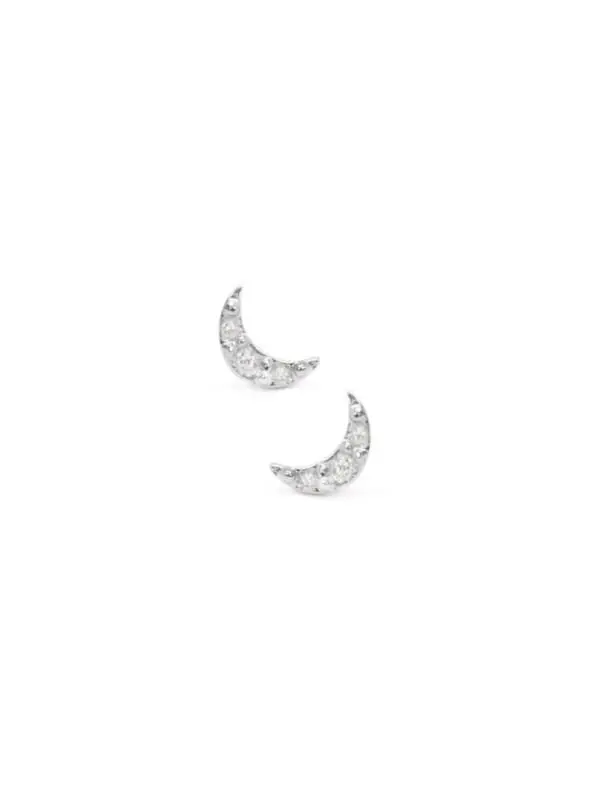 Sterling Silver Mini Moon Studs 1