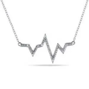 Sterling Silver Cz Heart Beat Pendant 1