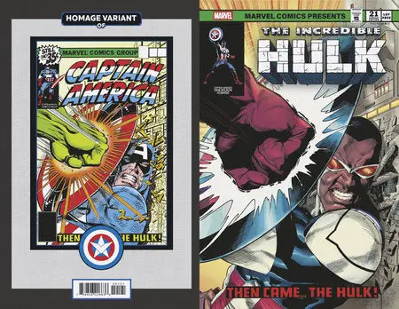 Incredible Hulk #21 Captain America Sam Wilson Homage Var 1