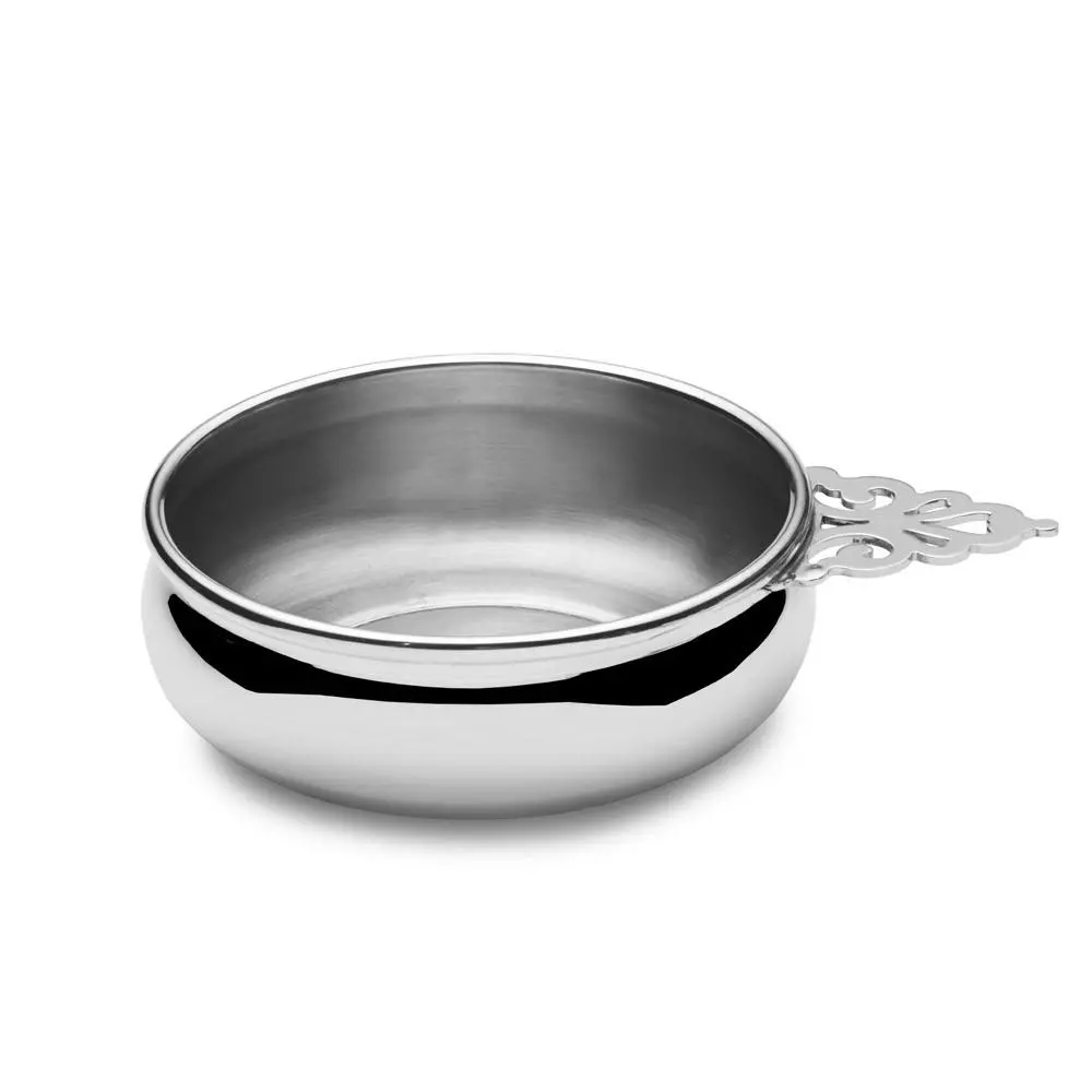 Pierced Handle Pewter Porringer 1