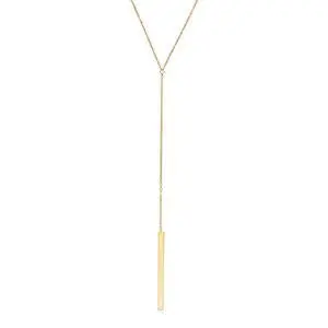 14K Yellow Gold Square Bar Y Necklace 1