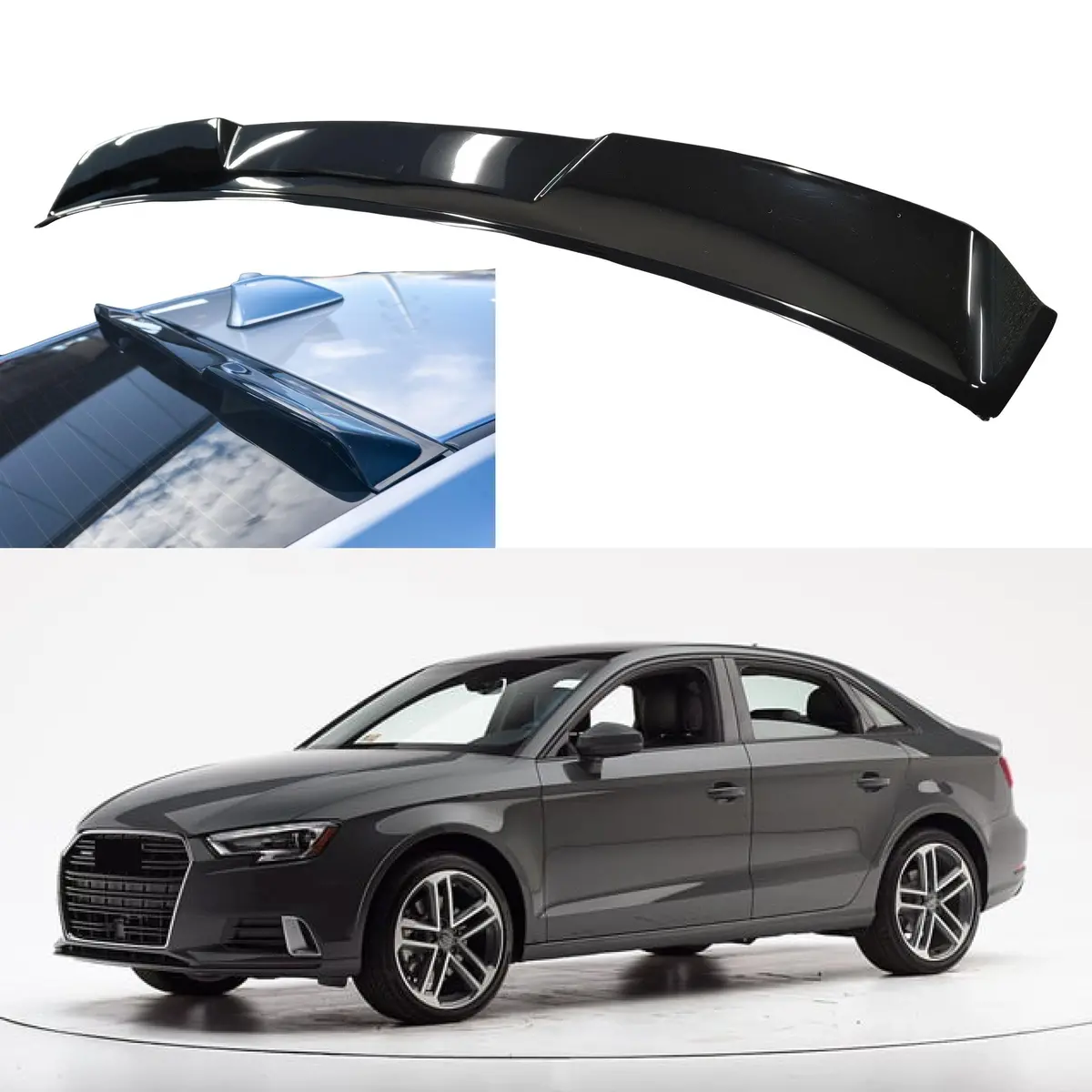 Fits 2013-2020 Audi A3 Abs Gloss Black Rear Roof Window Visor Spoiler Wing 1