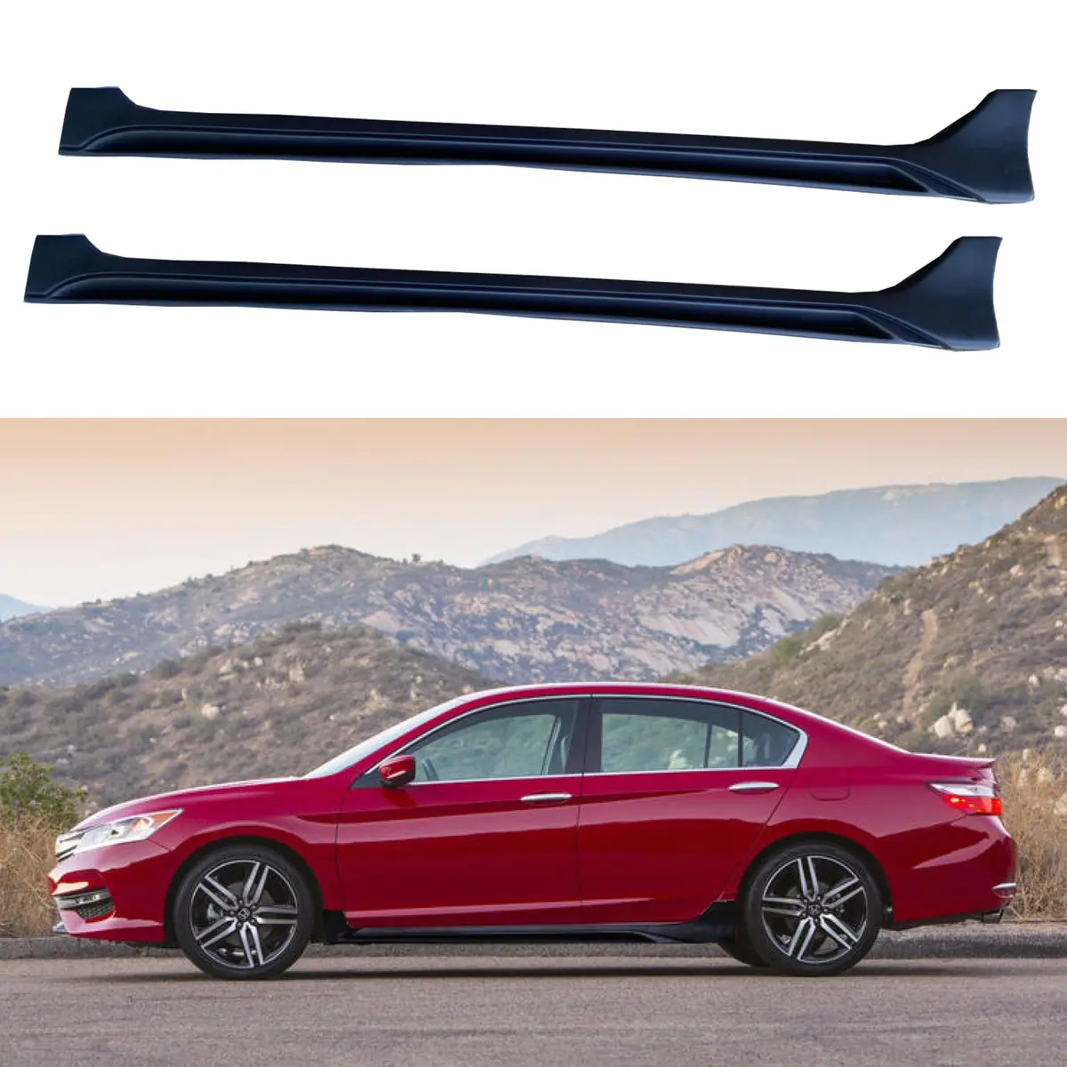 Fit 2013-2017 Honda Accord 3D Mugen Mod Style Side Skirts Body Kit (Unpainted Matte Black) 1