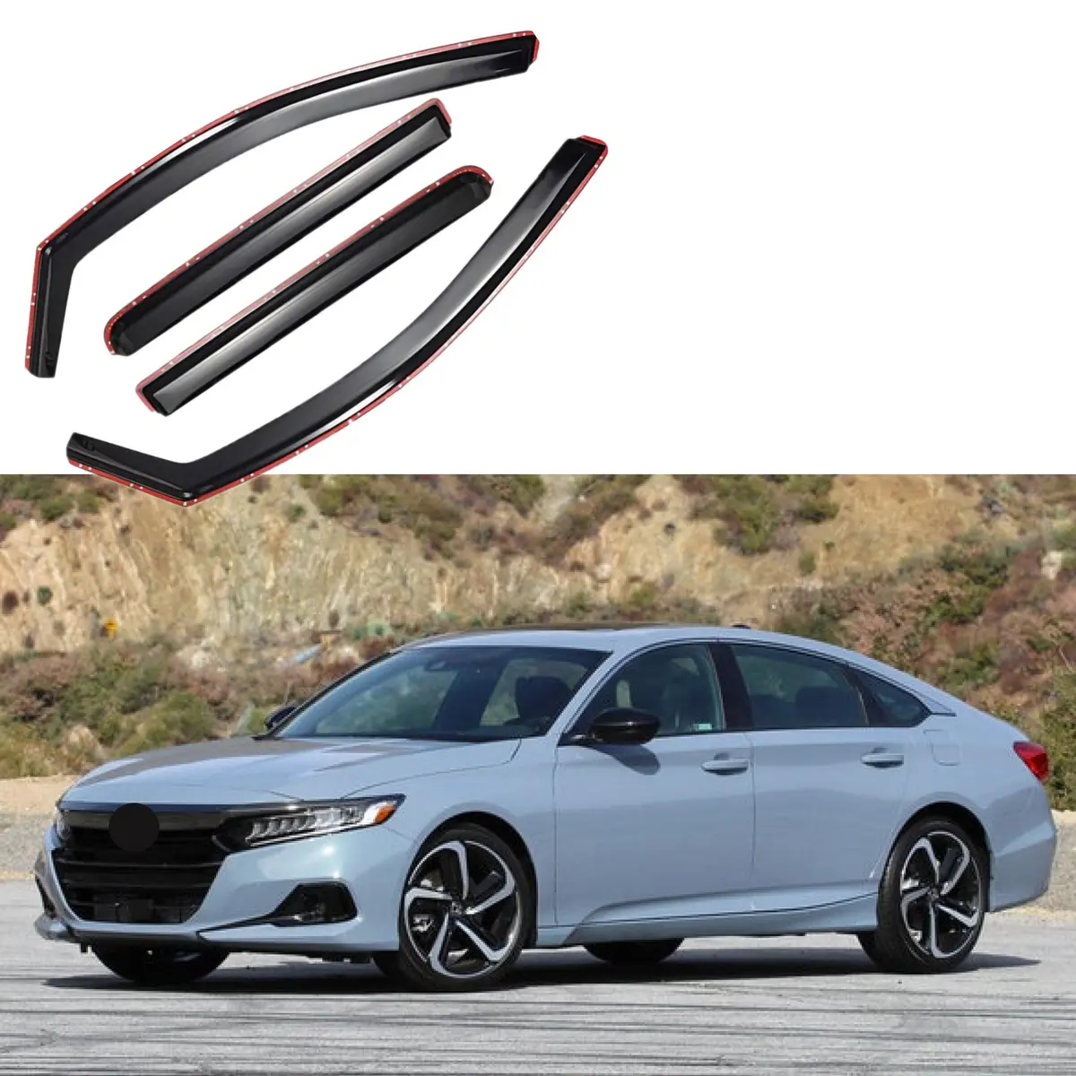 Fit 2018-2023 Honda Accord In-Channel Vent Window Visors Rain Sun Wind Guards Shade Deflectors 1