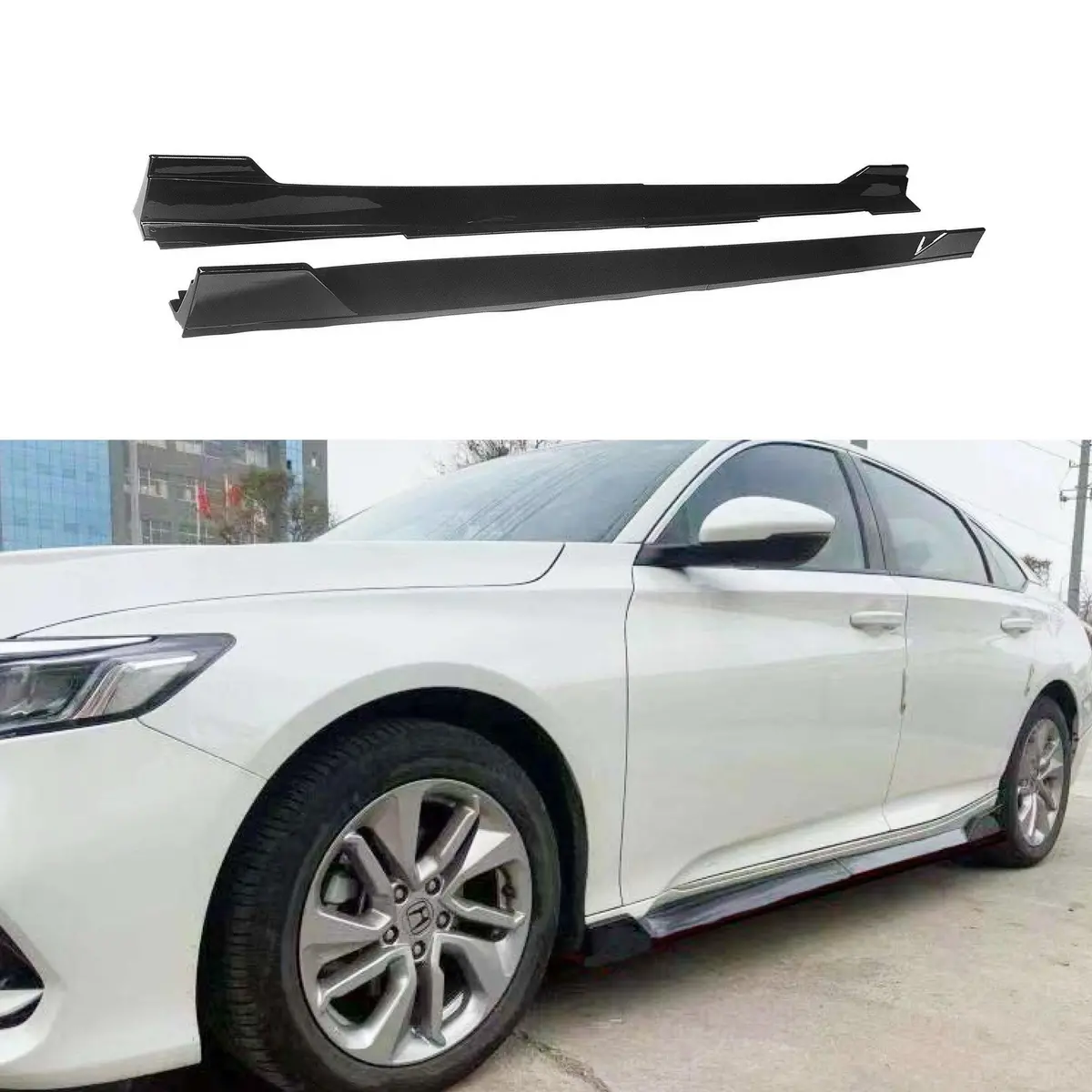 Fit 2018-2023 Honda Accord St Style Side Skirt Extension Lip (Carbon Fiber Print) 1