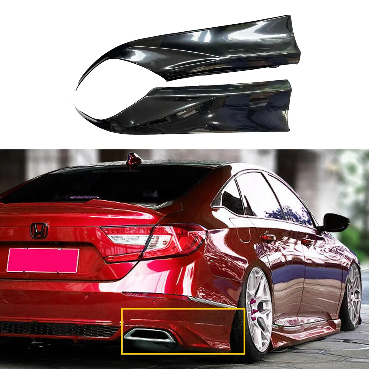 For 2018-2022 Honda Accord Rear Bumper Splitter Corner Apron Spat Valance (Black) 1