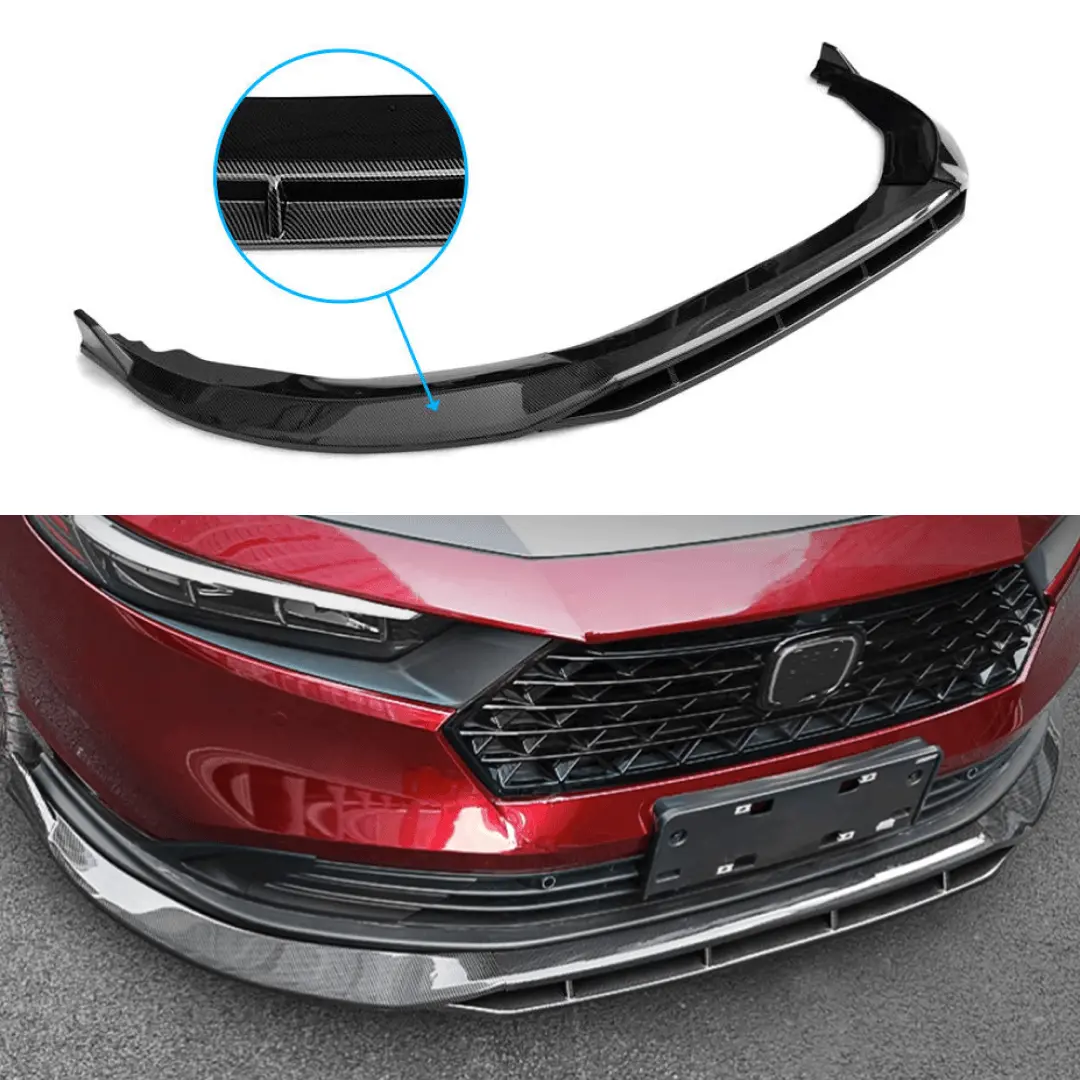 Fits 2023-Up Accord Competition Performance Style Carbon Print Front Bumper Lip 1